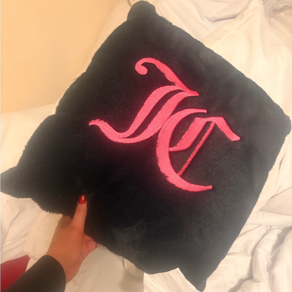 Juicy Couture Black pillow with Pink Logo brand new